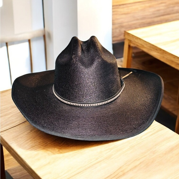 Jason Aldean Resistol Cowboy Hat Size 7 1/2 Black Asphalt Western Mexican Palm - Picture 1 of 8